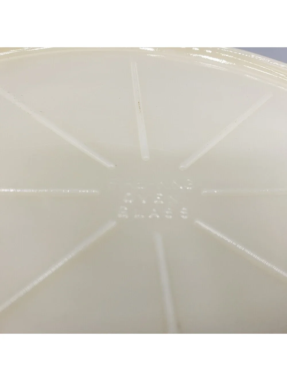 Vintage Fire King Custard Glass Trivet Hot Casserole Stand Ivory Handles 1950's